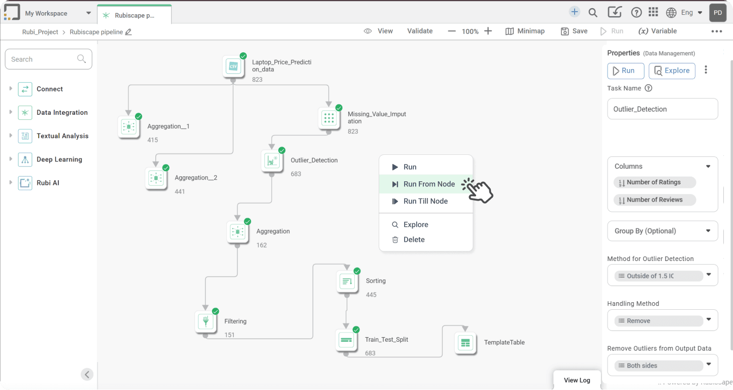 RubiFlow — Data Foundation Studio pipeline canvas